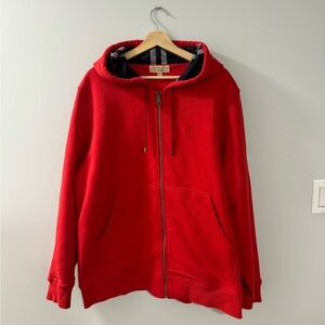 Red Burberry Zip Hoodie
